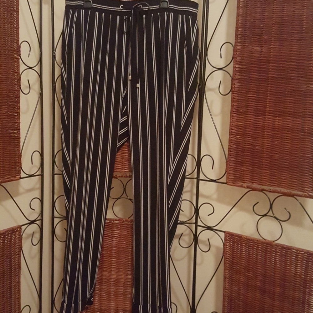 Drawstring striped pants